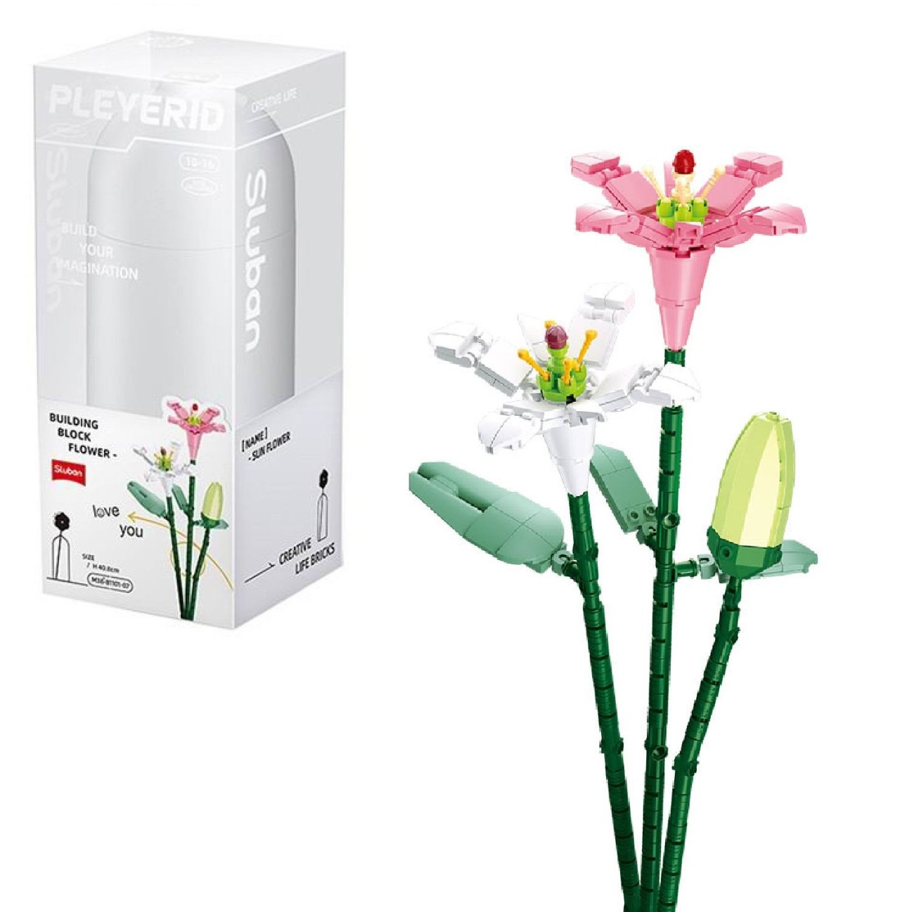 Конструктор Sluban серия Flowers Лилии в вазе, 247 дет. полимерные материалы M38-B1101-07