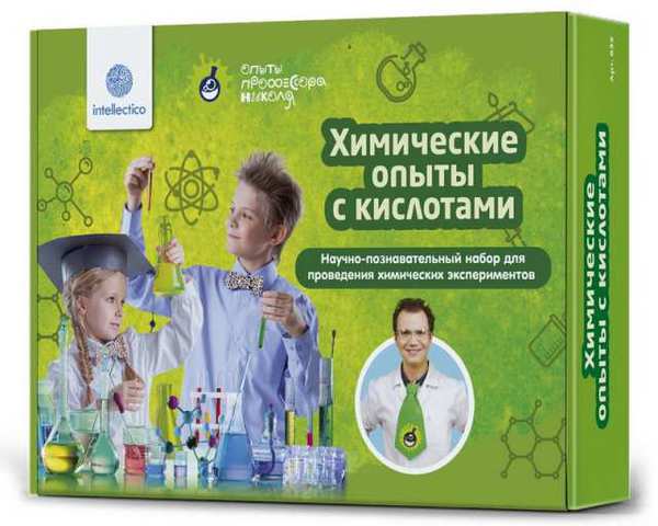 Набор для опытов "Химические опыты с кислотами" Intellectico 832бн