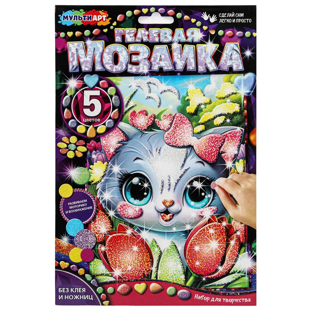 Гелевая мозаика 17х23 см. "Котик в тюльпанах" MultiArt GEL-122302