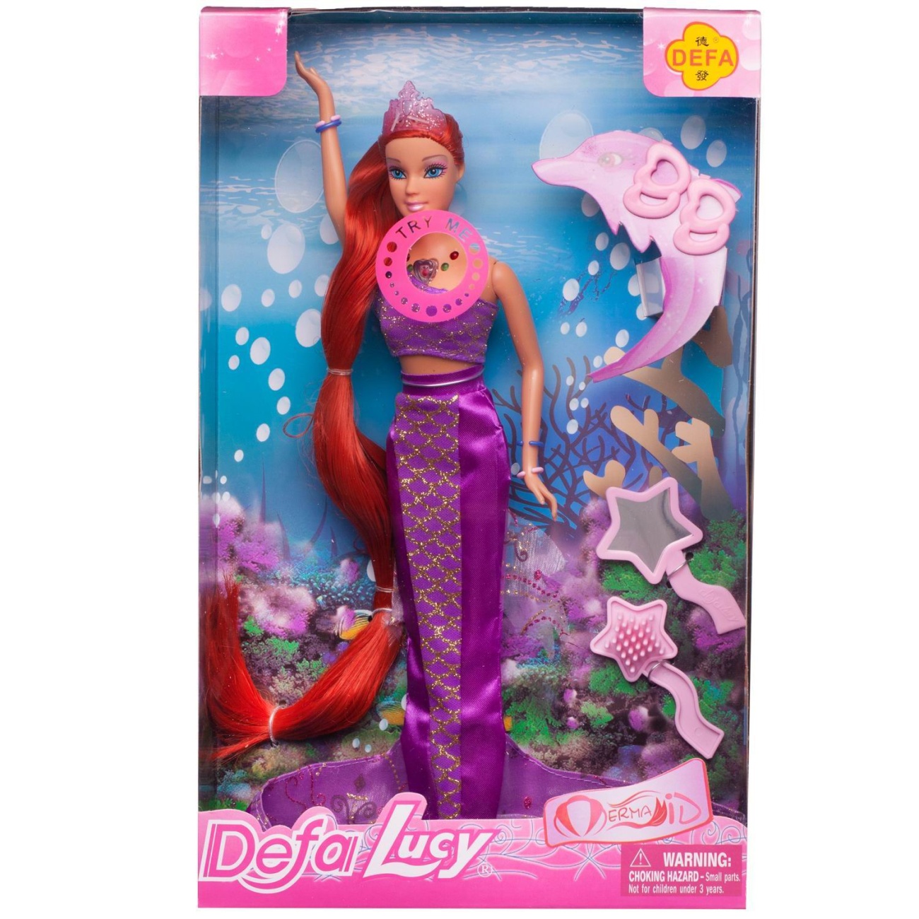Кукла Defa Lucy Русалочка в фиолетовом наряде с игровыми предметами, 8230d/фиолетовое