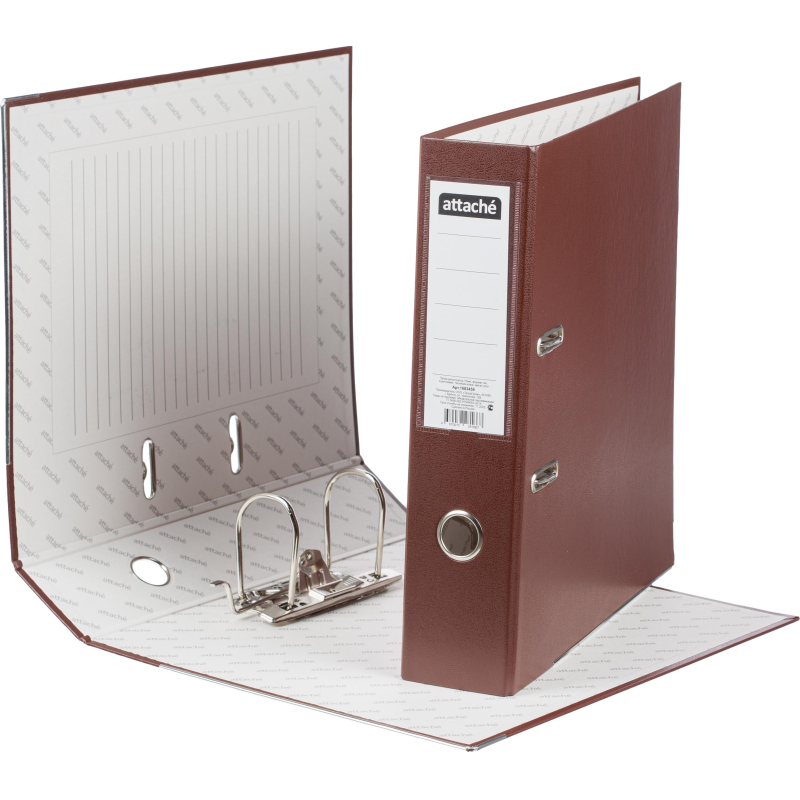 Папка-регистратор 75мм Attache А4, коричневая, тиснение кожа, метал угол 1683459