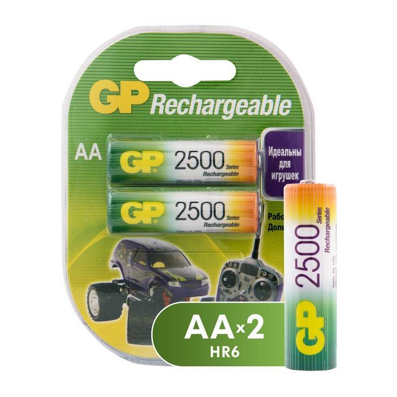 Аккумуляторные батарейки GP АА 2 штуки (2500 мАч, Ni-Mh) 250AAHC-2DECRC2 272231