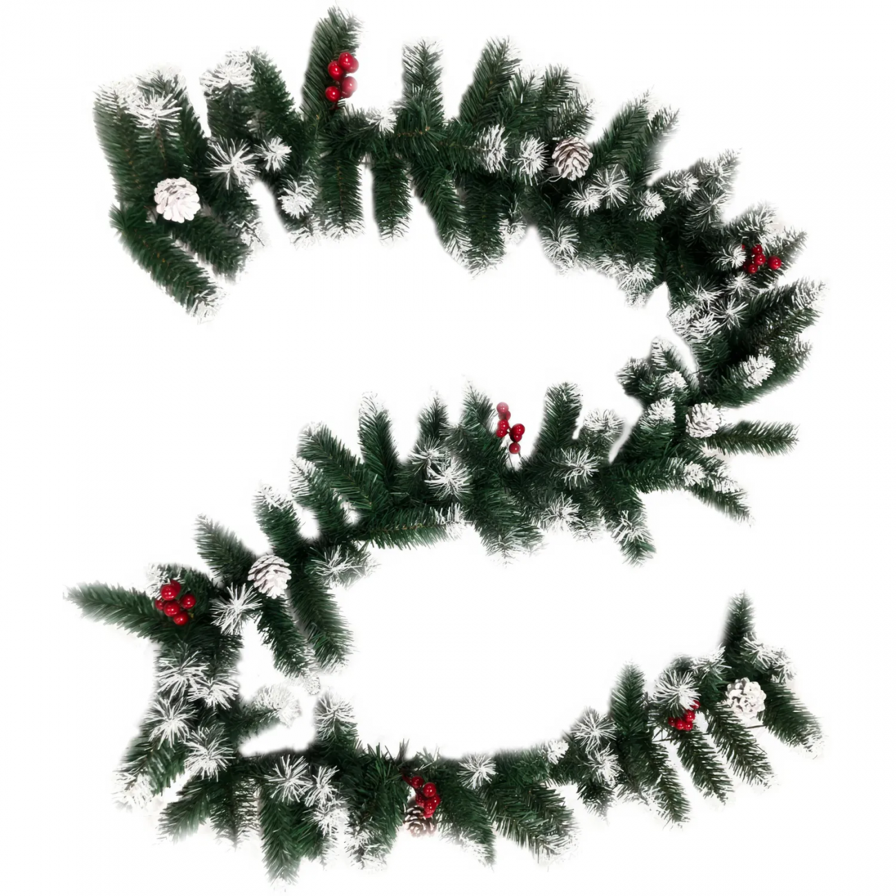 Гирлянда Хвоя новогодняя нарядная из ПВХ,заснеж,ягоды 25x25x270см арт.90566 Magic Time 1832522