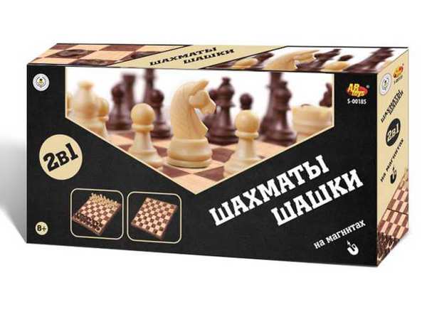 Игра настольная "Шахматы магнитные и шашки" 2 игры в 1 Abtoys S-00185