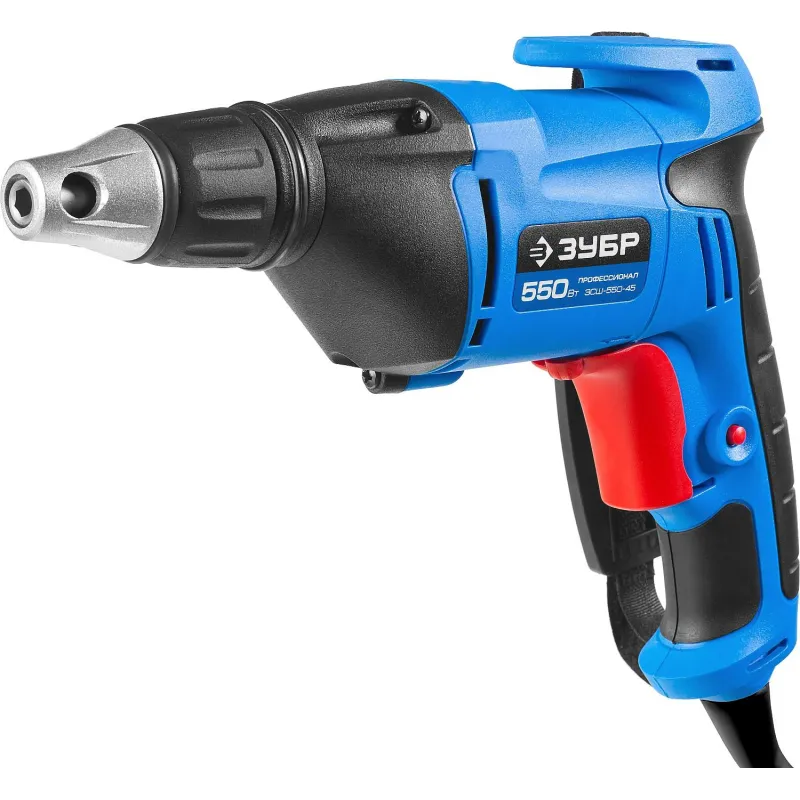 Шуруповерт сетевой ЗУБР 550Вт по гипсокартону 1/4HEX (ЗСШ-550-45) 1672307