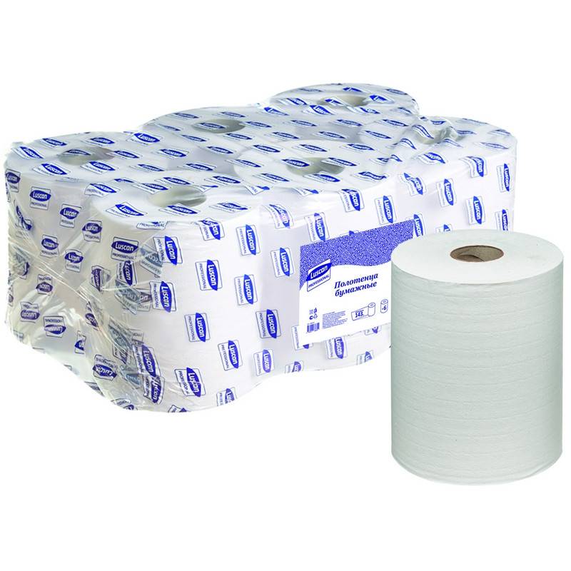 Полотенца бумажные в рулонах Luscan Professional 2-слойные 6 рулонов по 143 метра (арт.486352)