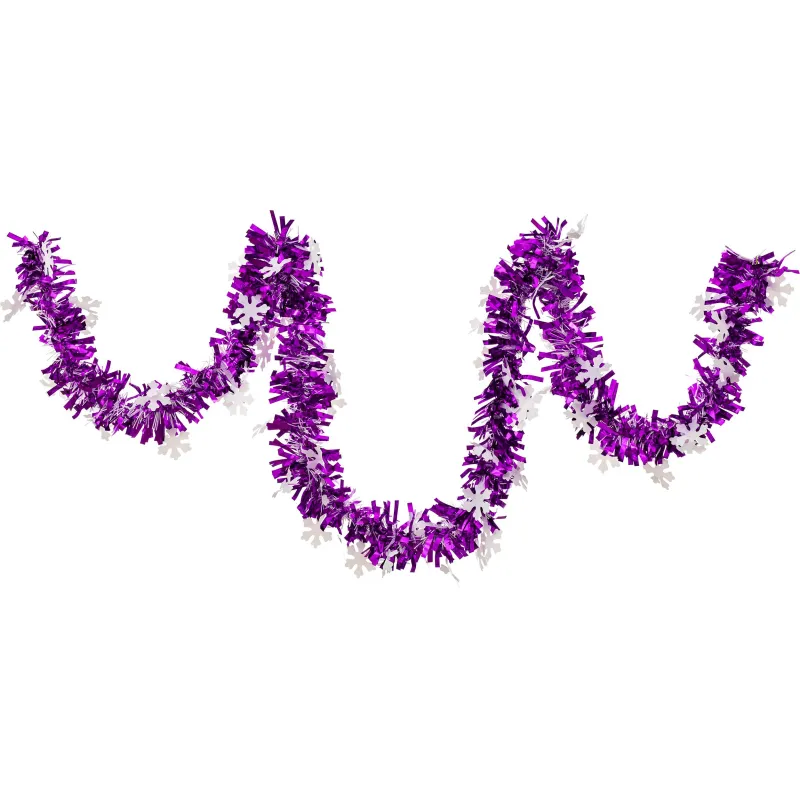 Мишура со снежинками диаметр 9 см, 2 м сиреневый 1812829