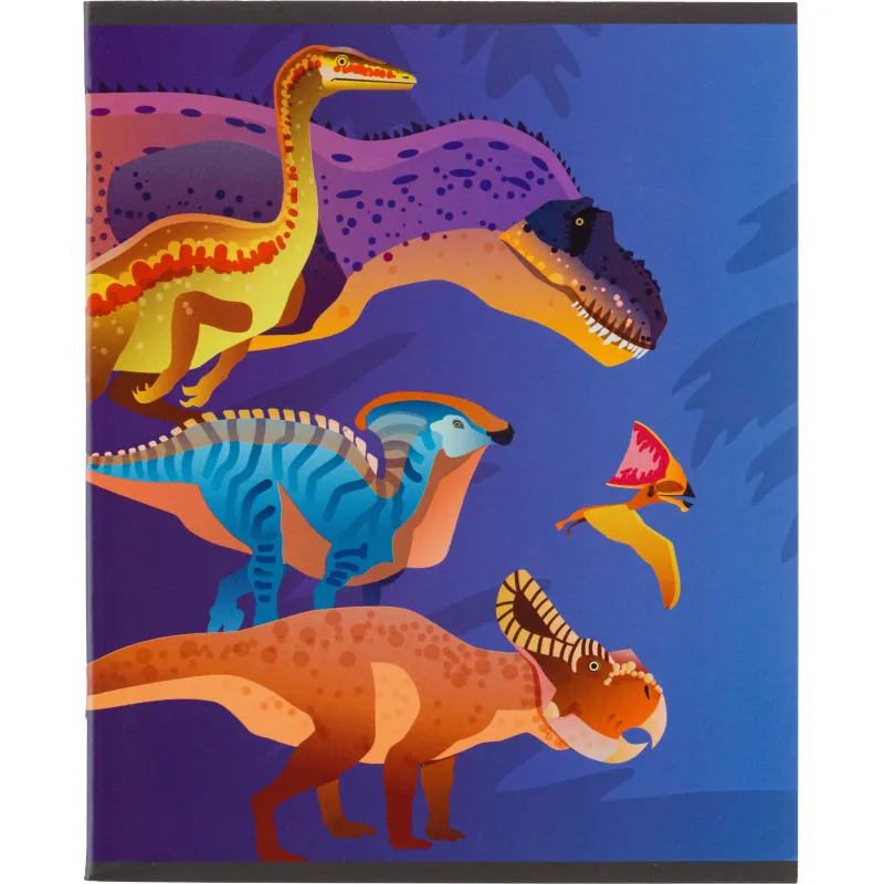 Тетрадь общая А5 48л №1School Мир динозавров,клет,скреп, ВД-лак №1 School 1819921