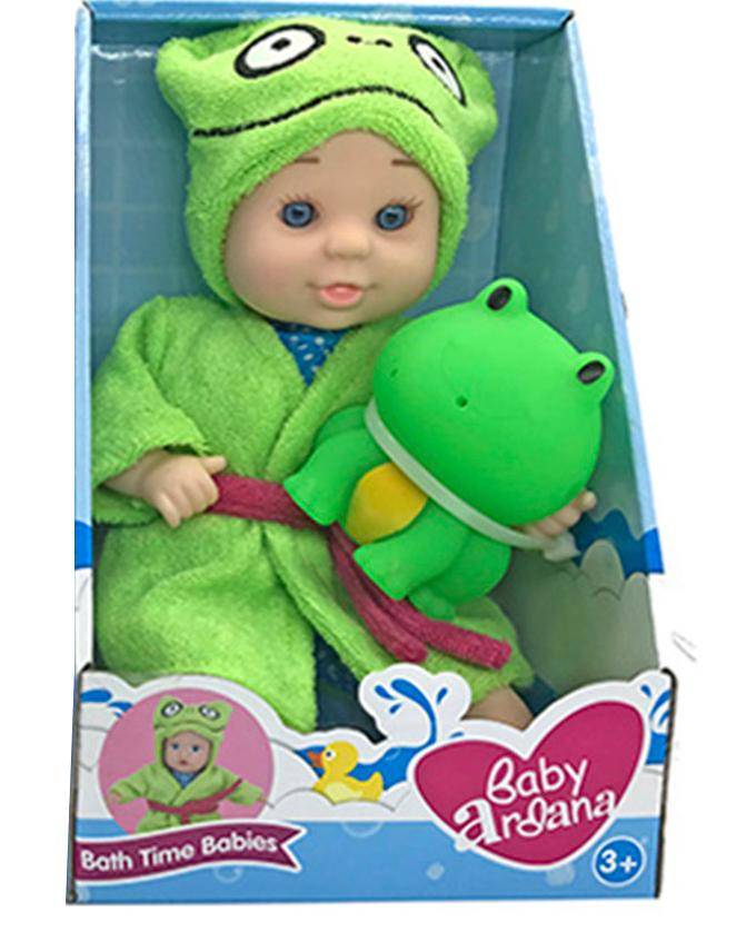Пупс Baby Ardana 23см, в банном халате и игрушкой "Лягушонок" ABtoys A361A