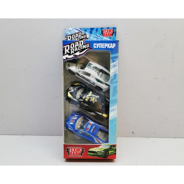 Машина металлическая Роад Рейсинг набор Суперкар, 7 см. 3 шт. (в асс) Технопарк RR-SET-2394928-R