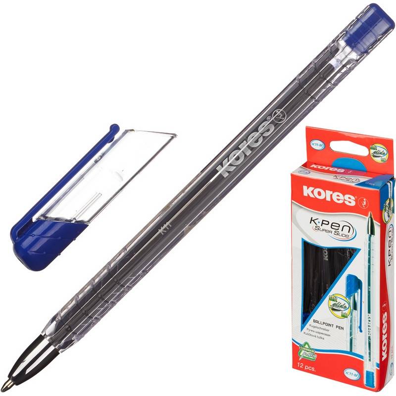 Ручка шариковая одноразовая Kores K11 синяя (толщина линии 0.7 мм) 614069