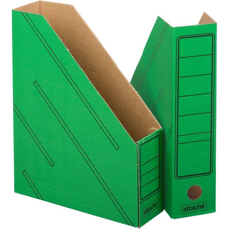 Вертикальный накопитель Attache картонный зеленый ширина 75 мм (2 штуки в уп) 731840