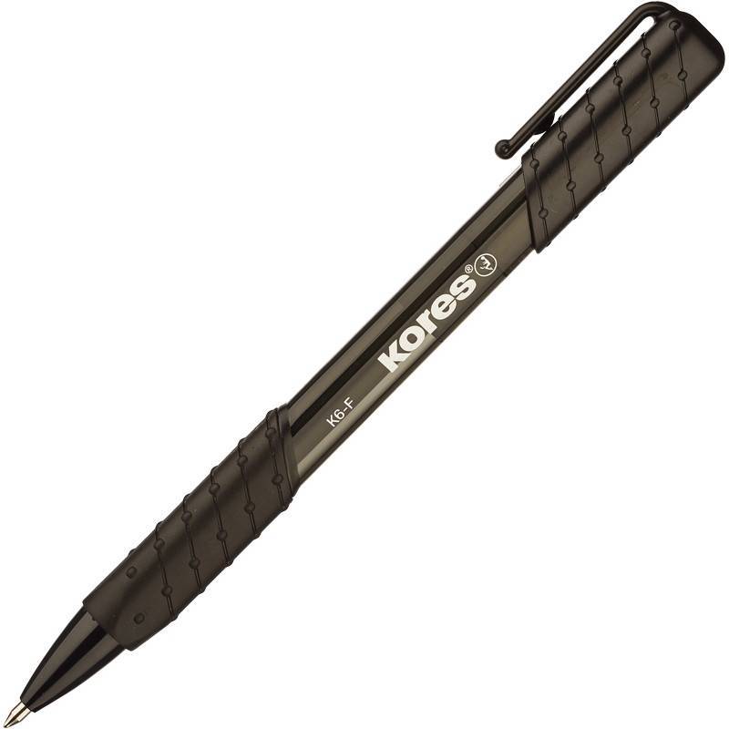 Ручка шариковая автоматическая Kores K6 черная (толщина линии 0.5 мм) 369797