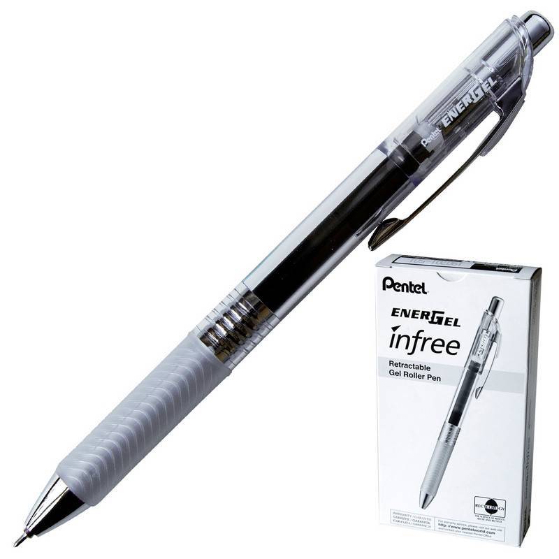 Ручка гелевая автоматическая Pentel Energel Infree черная (толщина линии 0.25 мм) 1175438