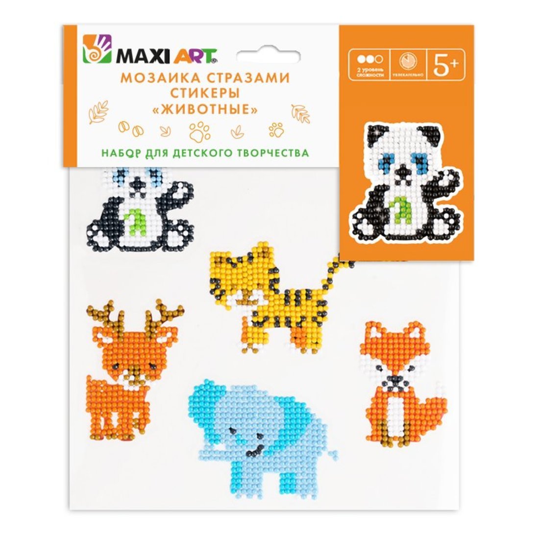 Мозаика стразами Maxi Art набор из 6 стикеров со стразами Животные 20х20 см MA-KN0247-9