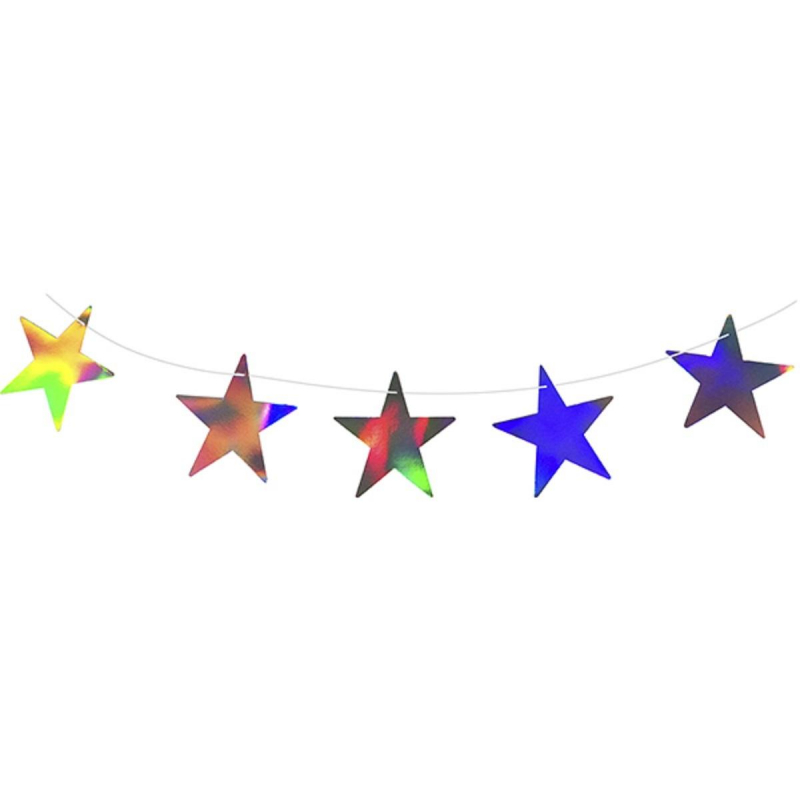 Гирлянда праздничная Звезды голография 200см 6064907 Пати Бум 1387351