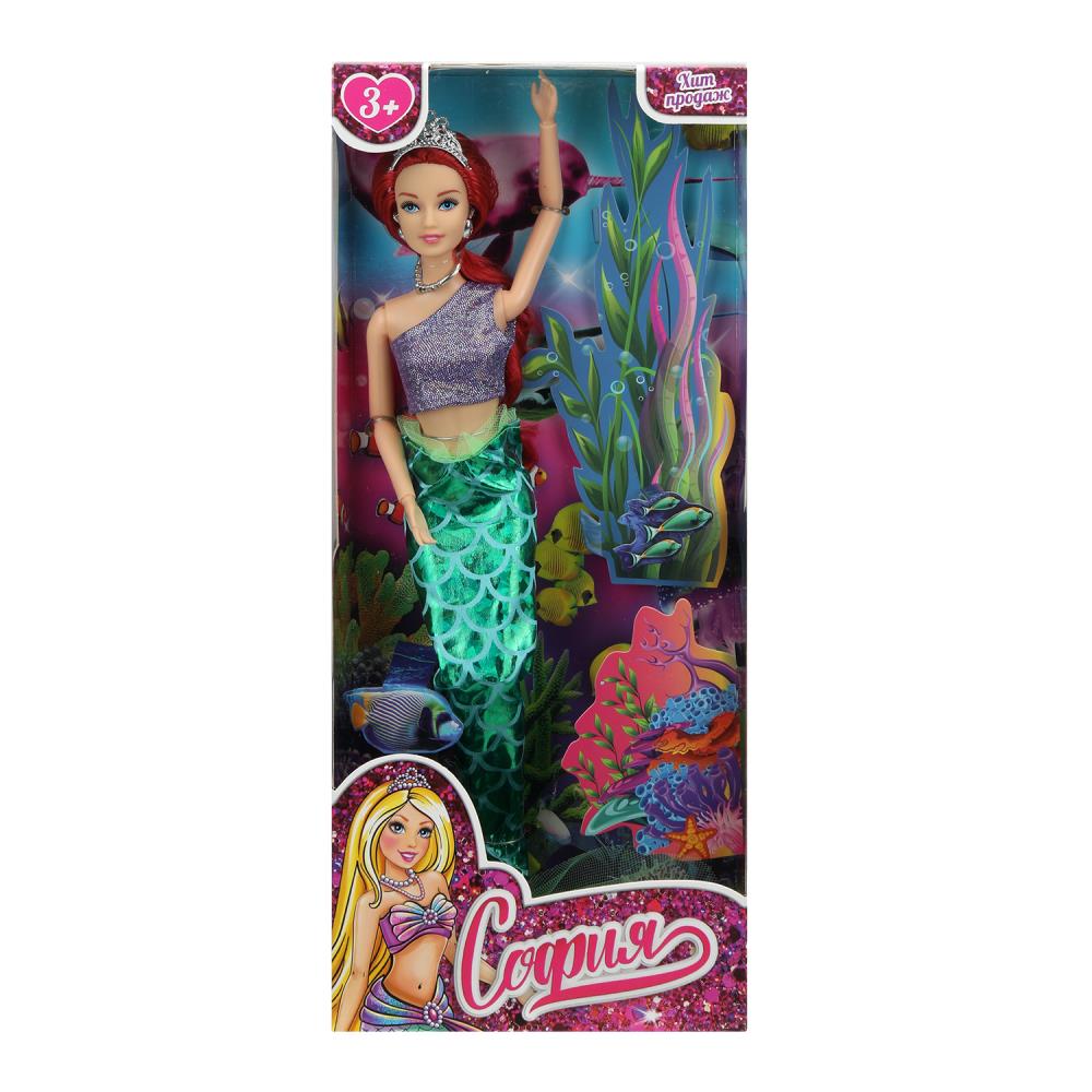 Кукла 29 см. София русалка шарнирная, тканевый хвост, аксессуары, Карапуз M2-S-JP
