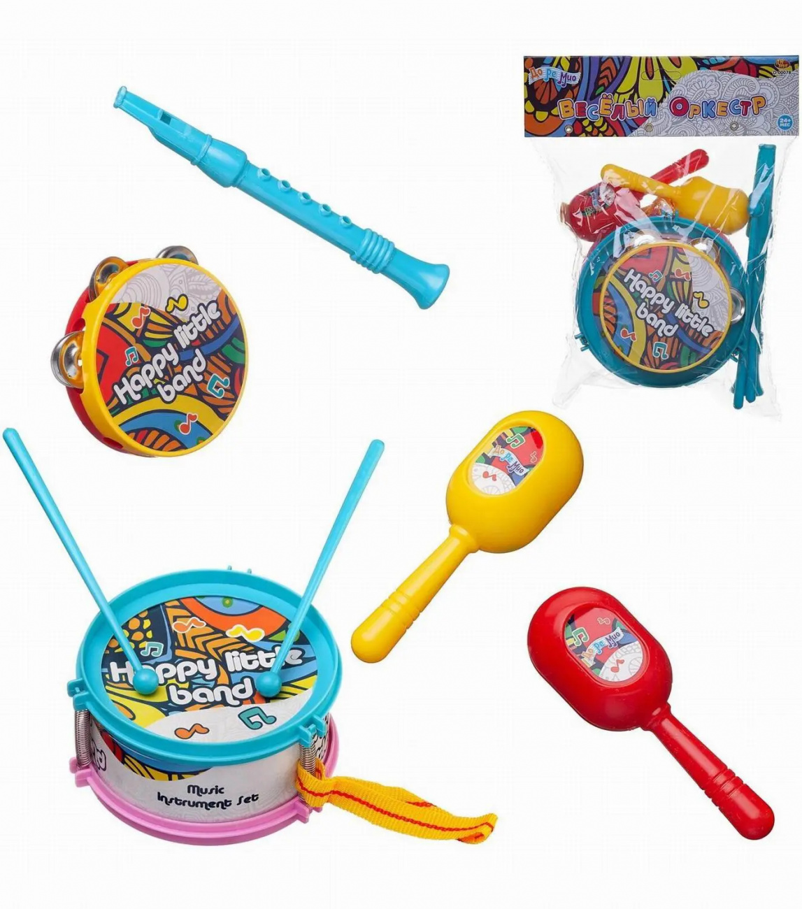 Abtoys Набор музыкальный Весёлый оркестр (барабан розово-голубой) D-00078/розово-голубой