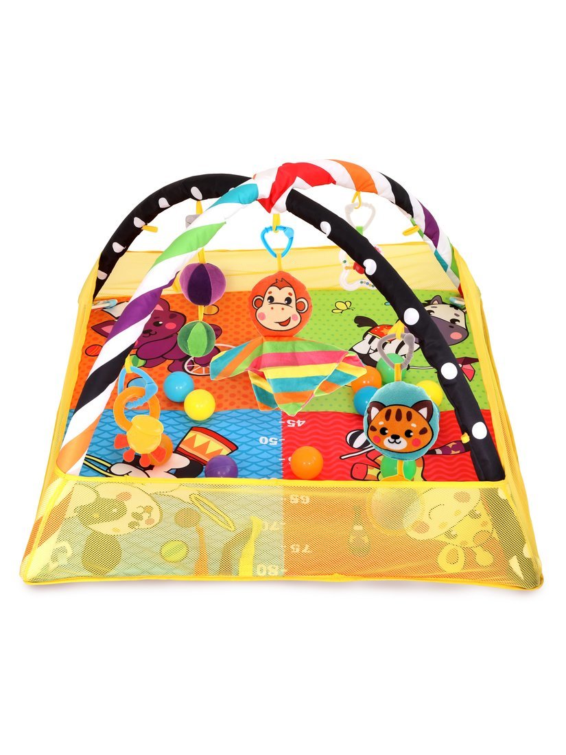 Развивающий коврик Цирк: с ростометром, дугами и подвесными игрушками и шариками в комплекте Жирафики 939869