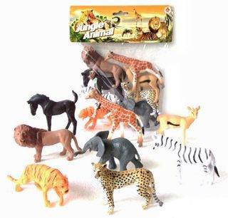 Набор Jungle animal, 8 см, 8 шт (тигр, лев, леопард, мустанг, косуля, зебра, слон, жираф) Shantou Gepai 2A008-1
