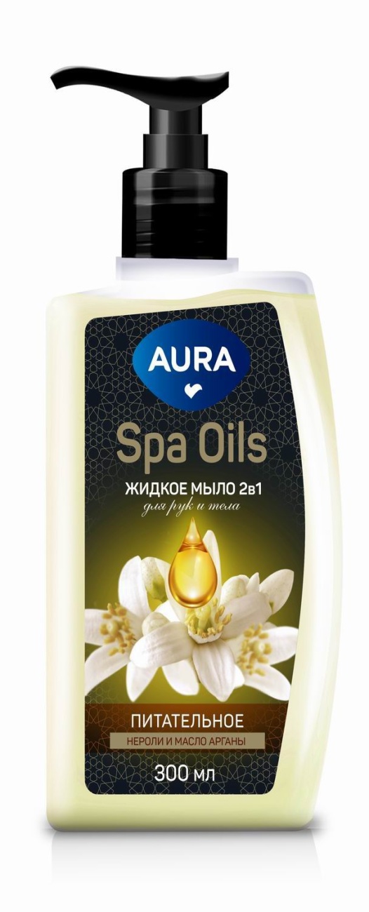Жидкое мыло AURA Spa Oils 2в1 для рук и тела Нероли и масло арганы 300мл 4752171017238