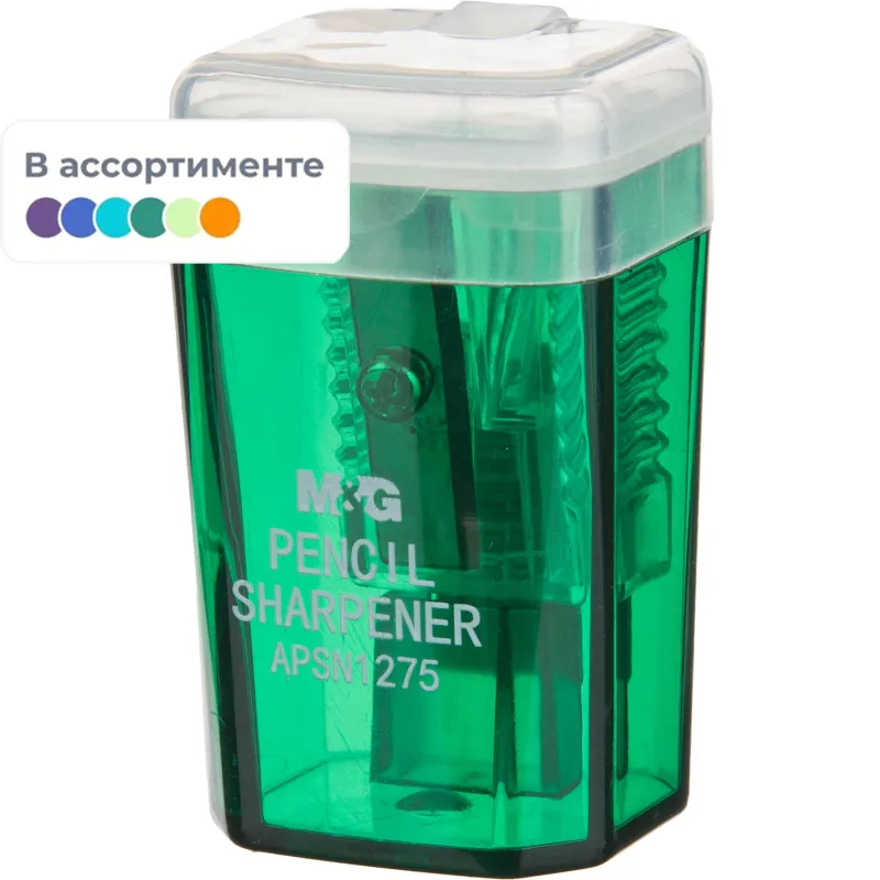 Точилка для карандашей M&G, 1 отверстие, с контейнером, цвет в асс. 1784480 APSN1275