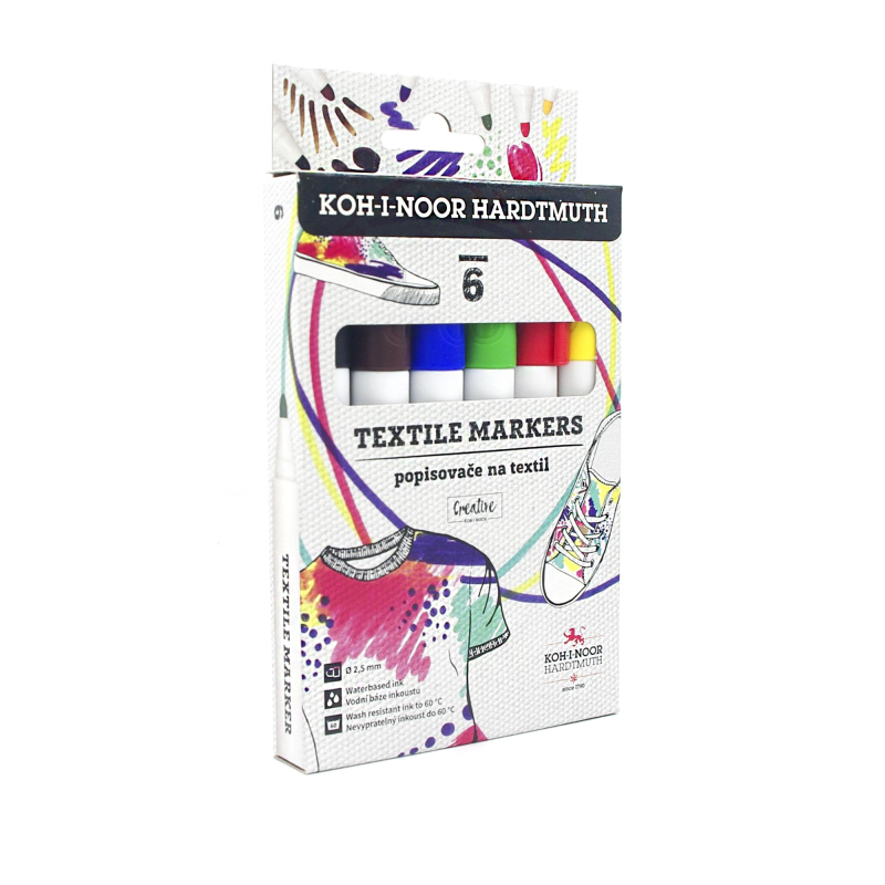 Набор маркеров д/ткани Koh-I-Noor 3205, круглых 2,5мм, 6цв 773205JF02KS 1618202