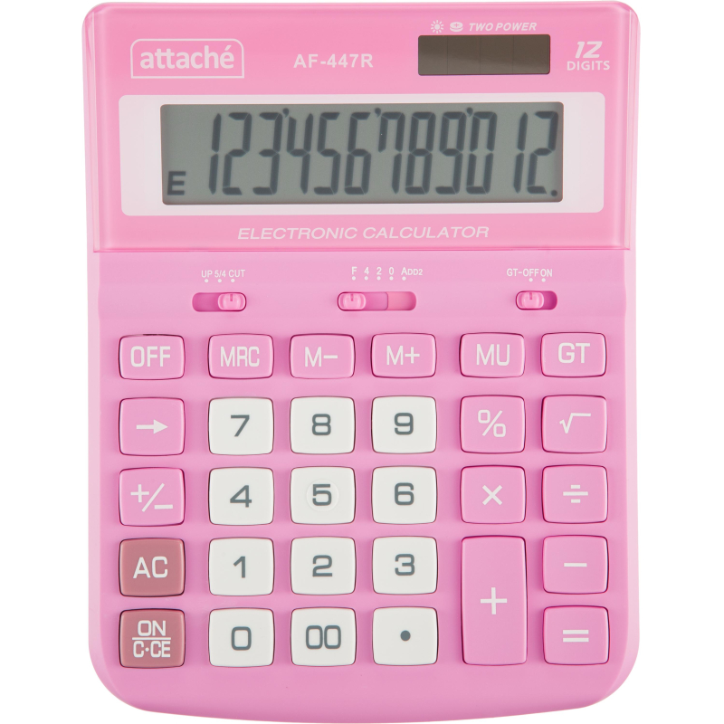 Калькулятор настольный полноразмерный Attache AF-447R,12р,дв.пит,розов 1779803