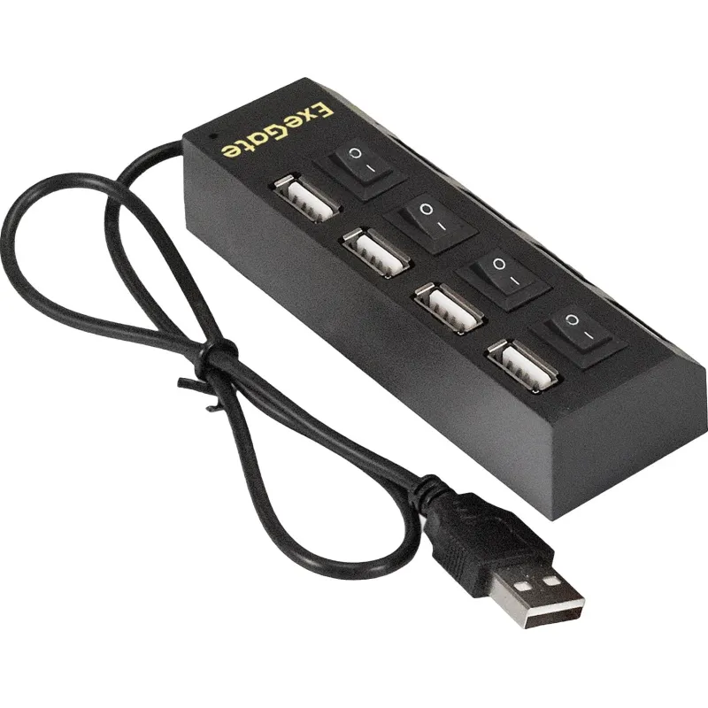 Концентратор USB хаб ExeGate (EX293977RUS) DUB-42SW 4-в-1 черн 2185981