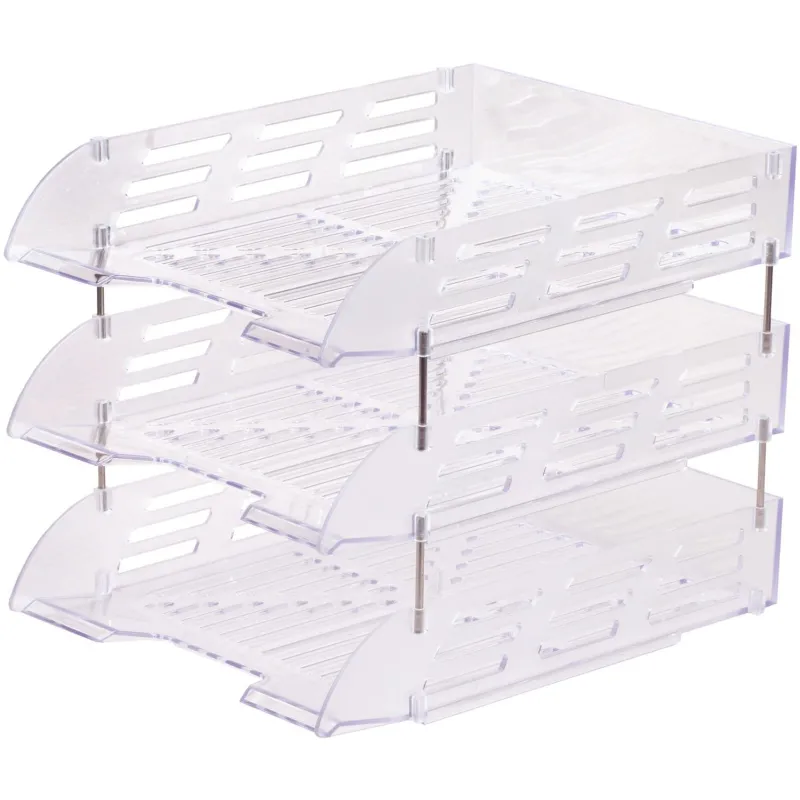 Лоток горизонтальный для бумаг Attache 3шт/наб на металл стерж прозрачный 1603690