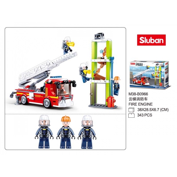 Конструктор пожарная машина+фигурки, 343 дет. Sluban M38-B0966