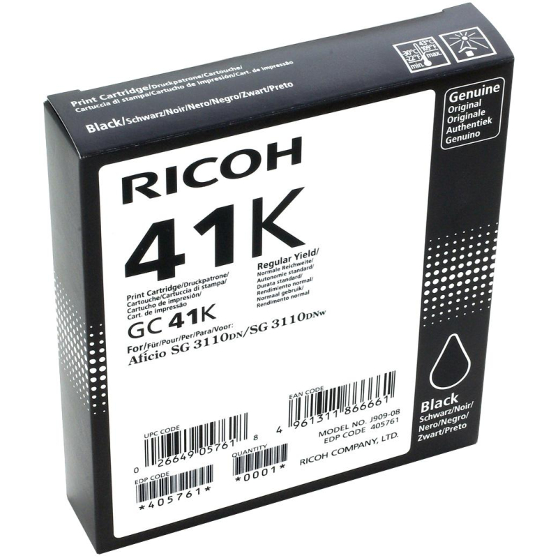 Картридж лазерный Картридж Ricoh GC41K чер. для Aficio 3110DN(405761) 1066315