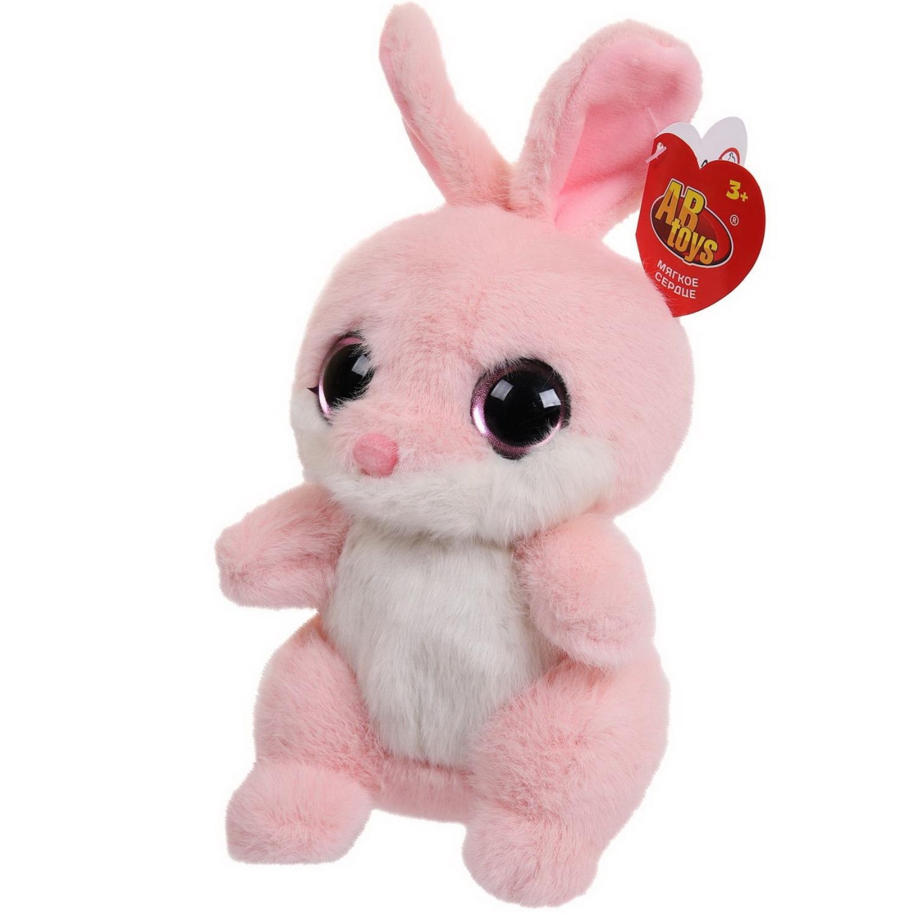 Мягкая игрушка Abtoys Глазастики. Кролик розовый, 18см. M4919