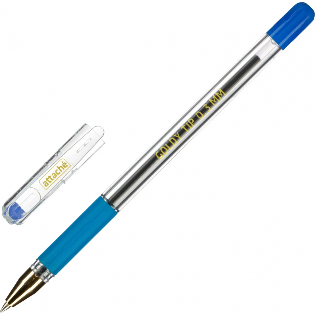 Ручка шарик. неавтом. Attache GOLDY TIP дш0,5мм лин0,3мм син, манж,прозр 2238131