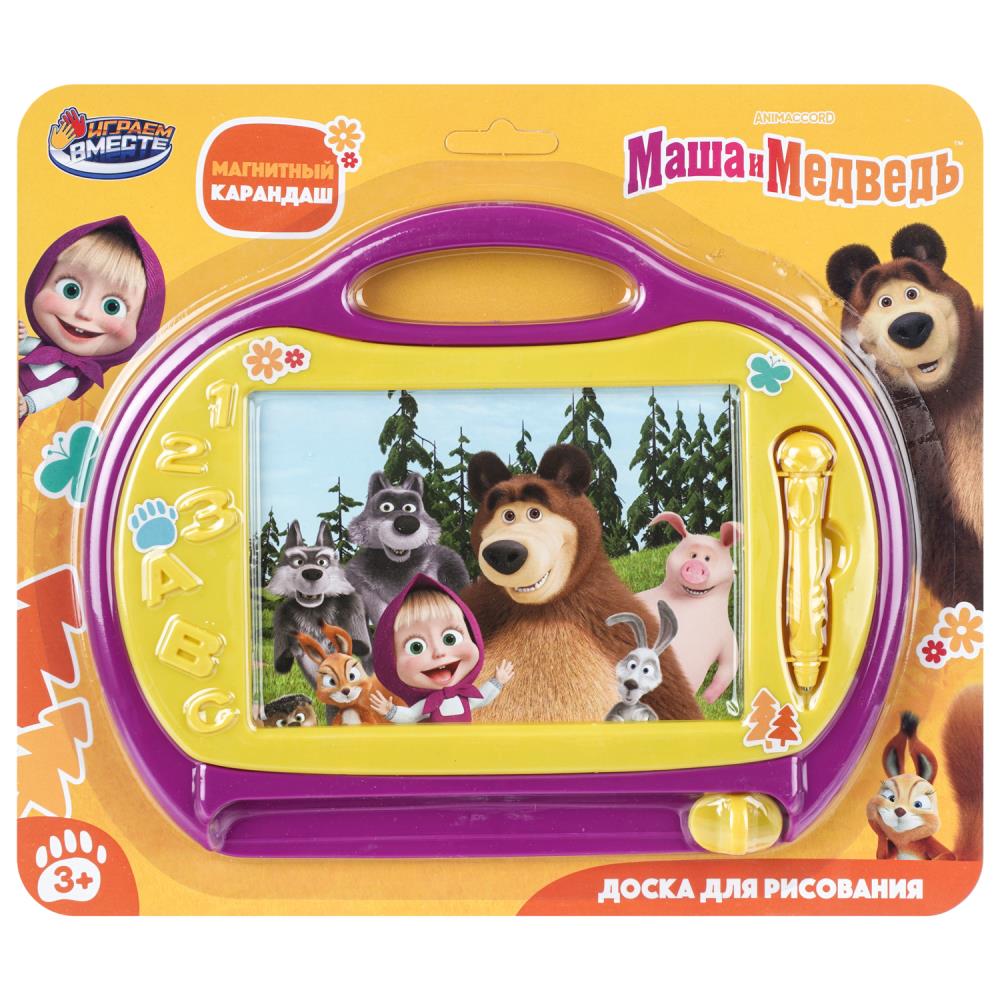 Доска для рисования Маша и Медведь магнитная ч/б Играем Вместе B2402898-MB (240)