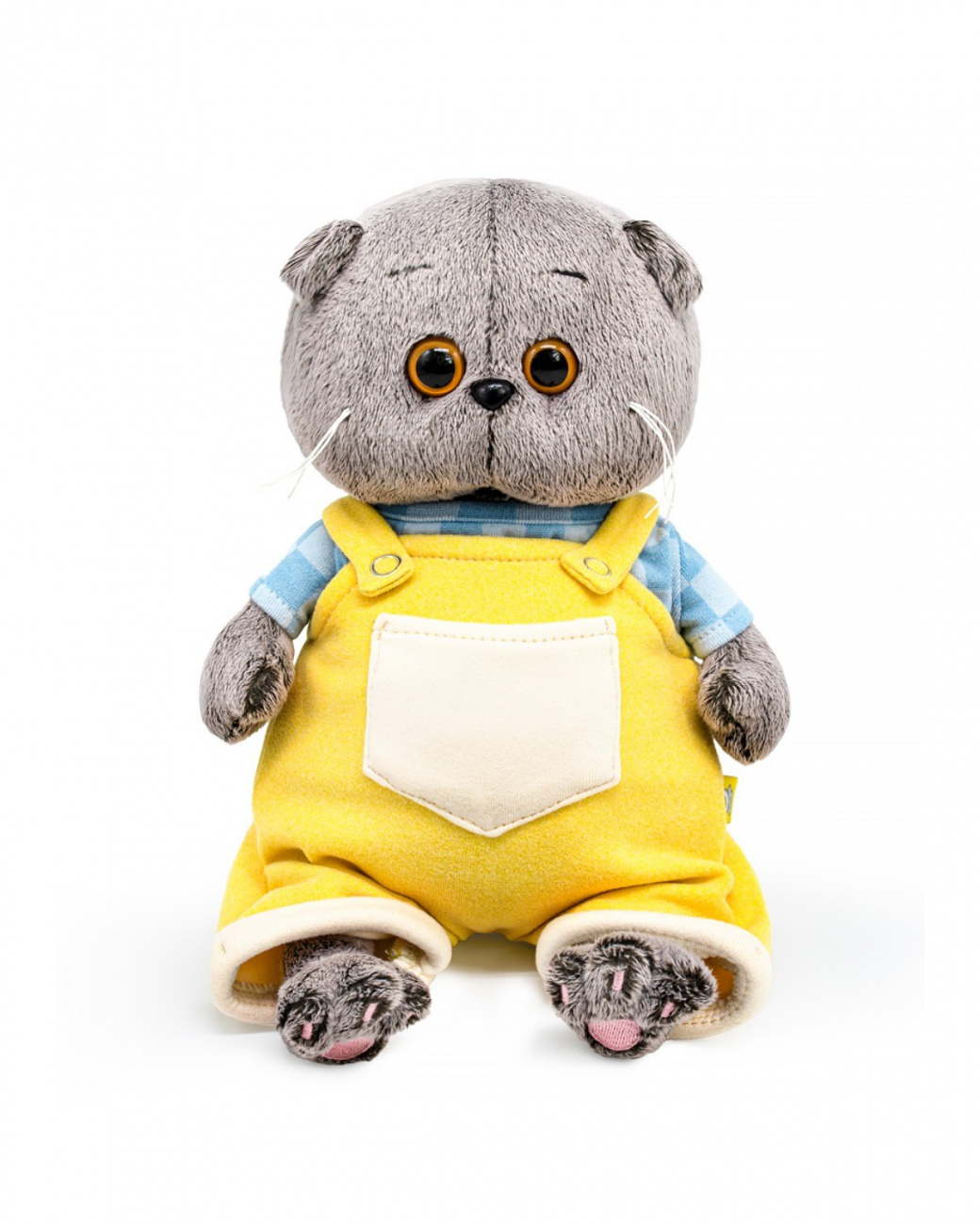 BUDI BASA Кот Басик BABY в комбинезоне на лямках 20см BB-147