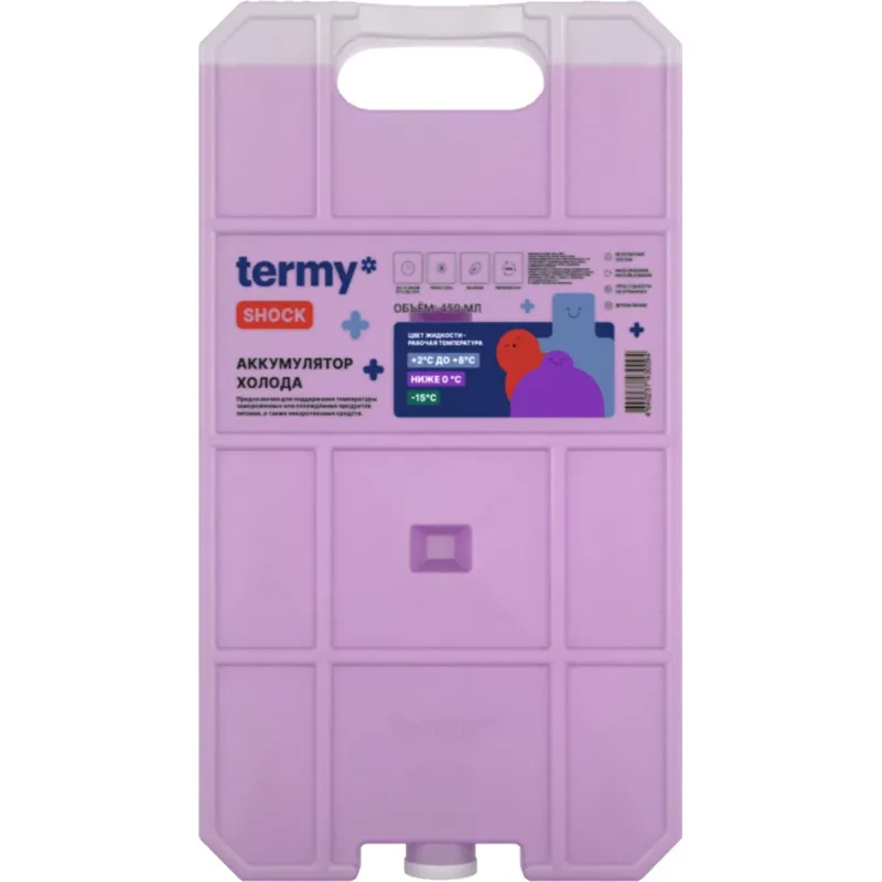 Аккумулятор холода 600мл Гелевый 0С Фиолет_ Пробка ТермиШок Termy 2248364 АХД_04/1