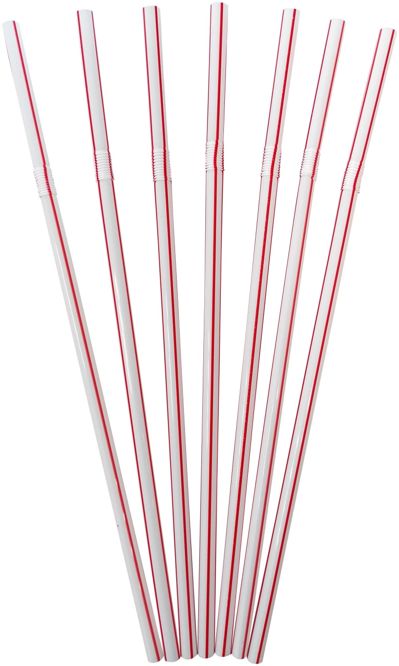 Трубочка для коктейлей 210мм,d5мм,Полоски красно-белые, пласт. 250шт/уп 1968565