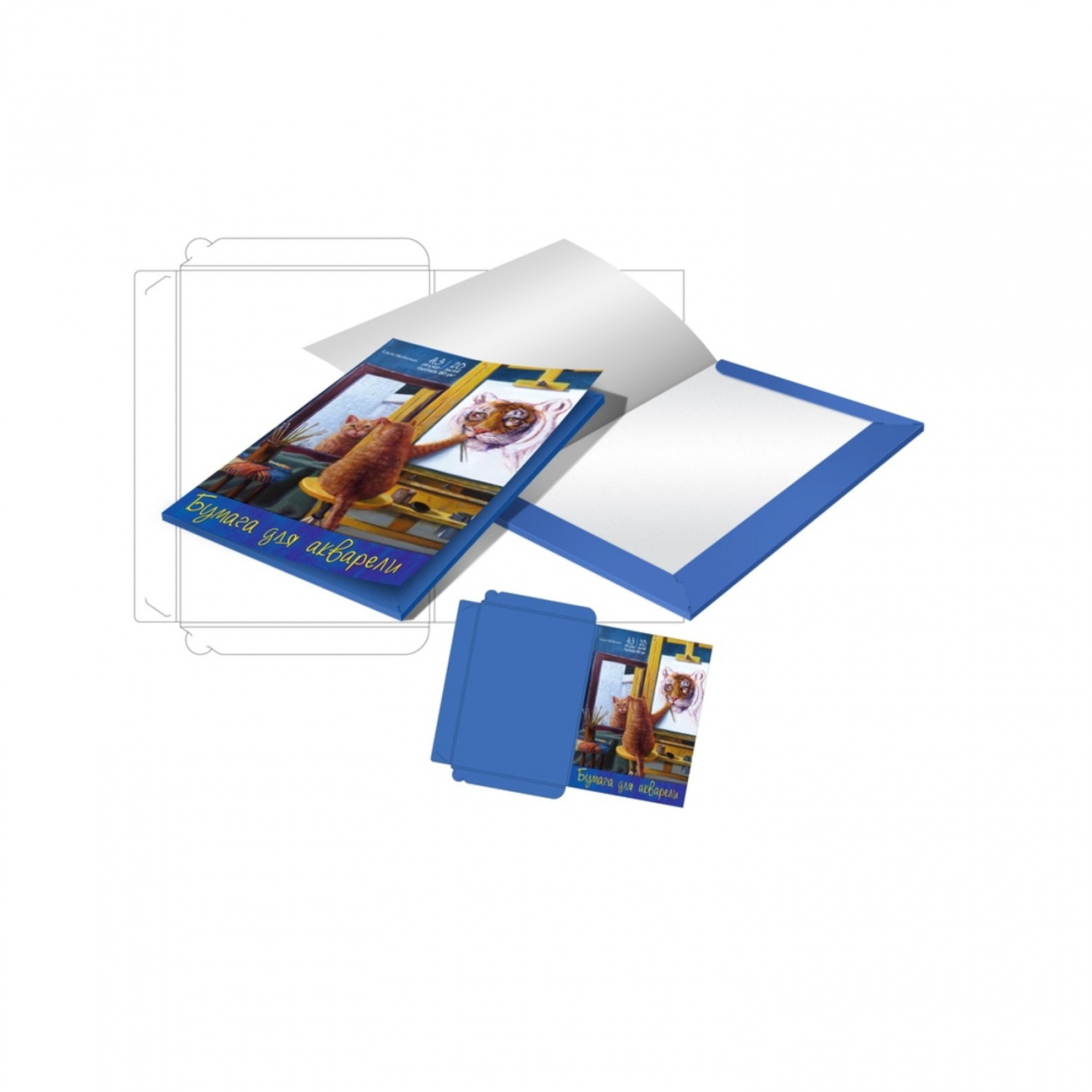 ND Play Бумага для акварели в папке «Портрет» А3, 20 листов, плотность 180/м2, 100% белизна 304996