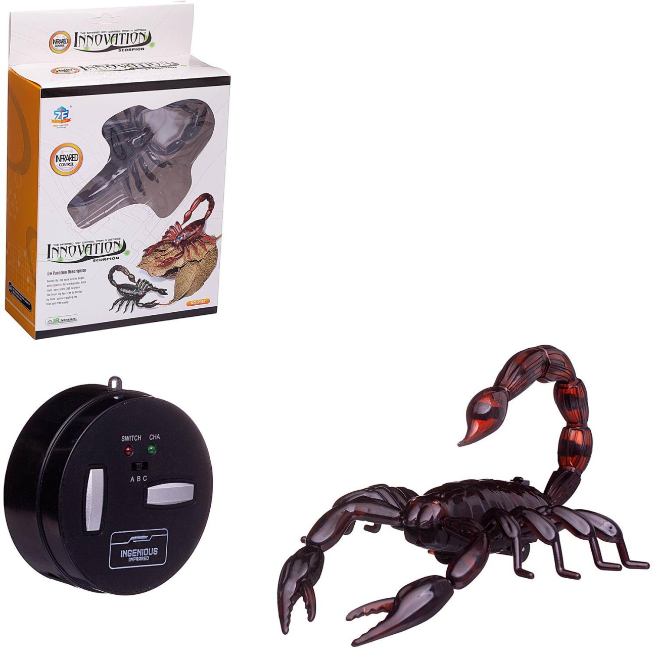 Интерактивная игрушка Junfa Скорпион коричневый, р/у, свет, 16х13х7см WD-A0979/коричневый
