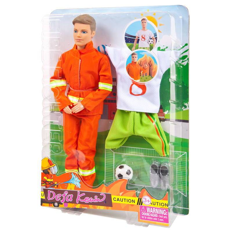 Кукла-мальчик в комплекте 2 вида одежды (пожарный и футболист) 2 вида в асс. Defa 8382d