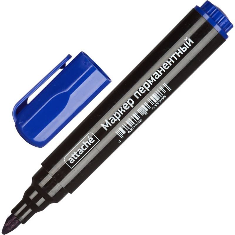 Маркер перманентный Attache синий (толщина линии 1.5-3 мм) 916460