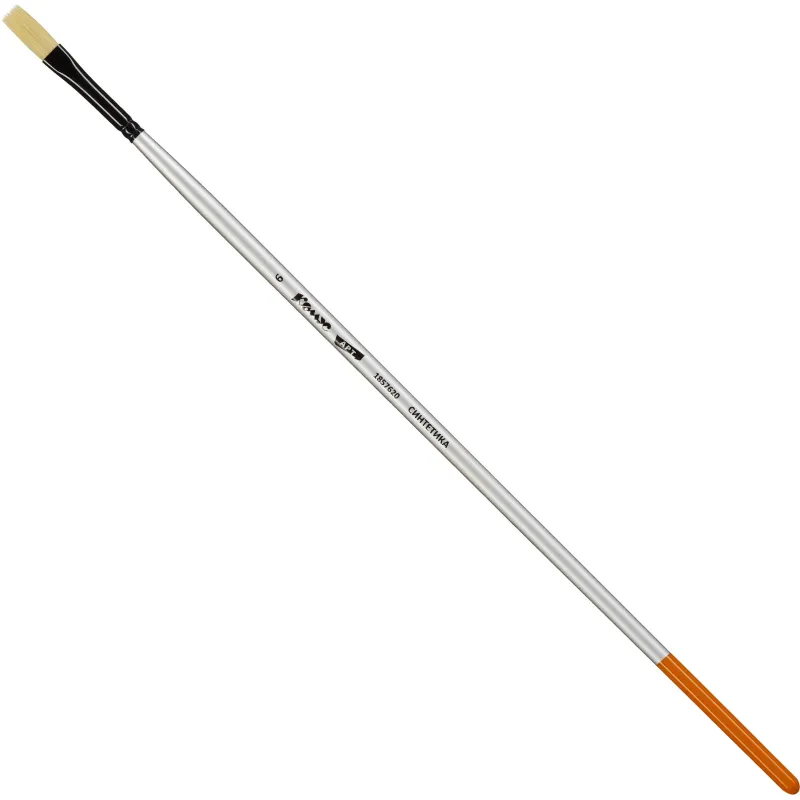 Кисть художественная Комус Арт синтетика жесткая, плоск. №6, длинная ручка 1857620