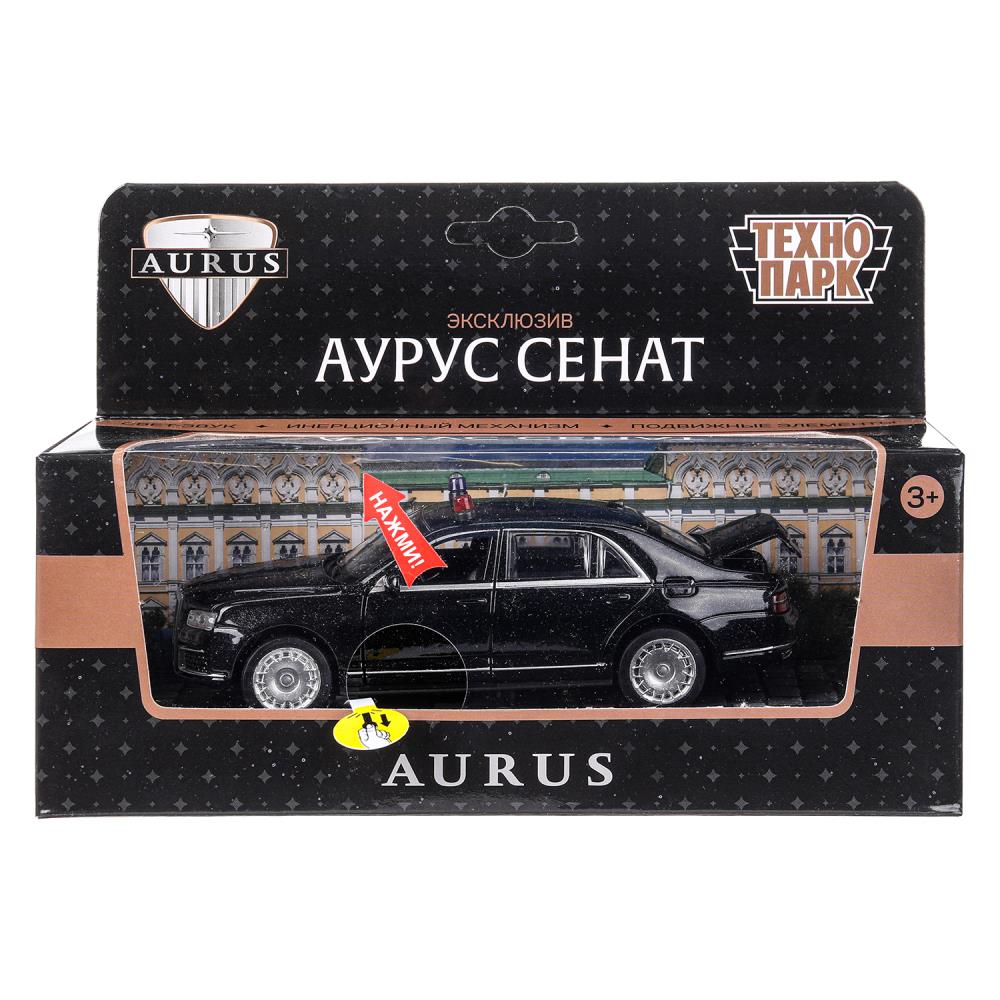 Машина металлическая, свет-звук, Аурус Сенат, 13,5 см. черный, Технопарк SENAT-13SL-BK (72)