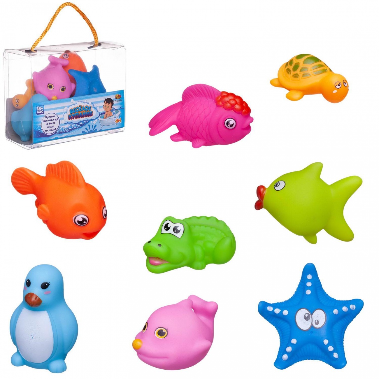 Набор резиновых игрушек для ванной Abtoys Веселое купание 8 предм. (набор 1) PT-01685