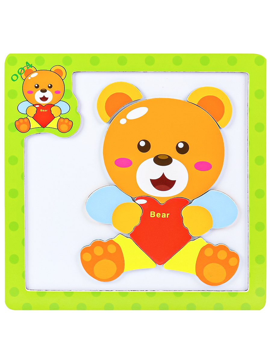 Пазл-рамка магнитная деревянная (15х15) "Медвежонок" (8 элементов) Рыжий кот ИД-9993