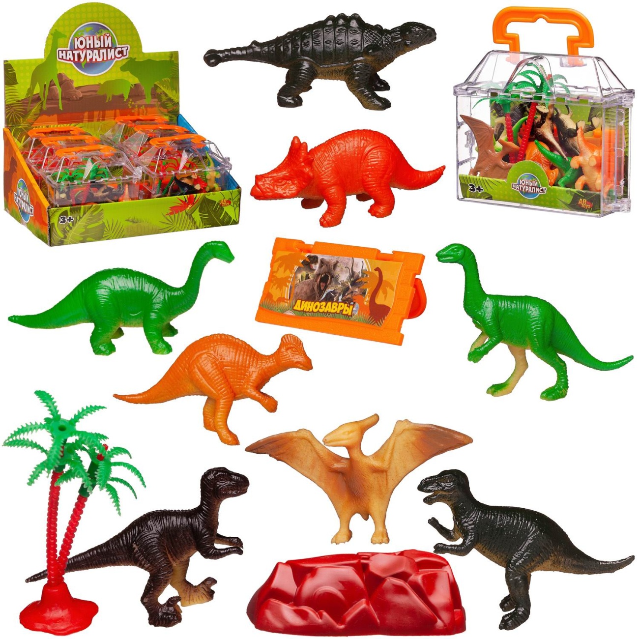 Игровой набор ABtoys Юный натуралист Фигурки динозавров 8 шт. в чемоданчике PT-01778