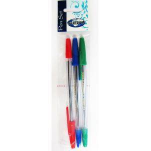 Набор ручек "Пионер" 3 шт. (синий+красный+зеленый) Centrum 82617