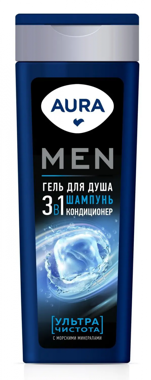 Гель для душа AURA Men 3в1 Ультра Чистота 380мл 4752171018624