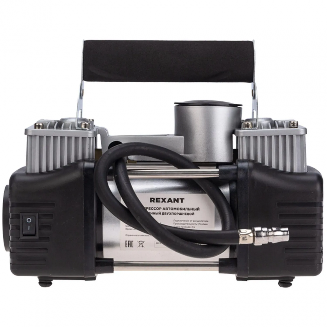 Компрессор автомобильный усил. двухпоршневой, 75 л/мин, 10 АТМ REXANT 2278662 80-0523